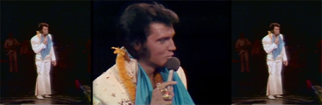 Example of the split screen technique used in ALOHA FROM HAWAII: 40TH ANNIVERSARY EDITION