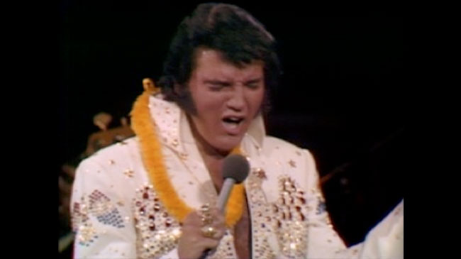 Simulation of original 1973 ALOHA FROM HAWAII image on a modern 16:9 widescreen television