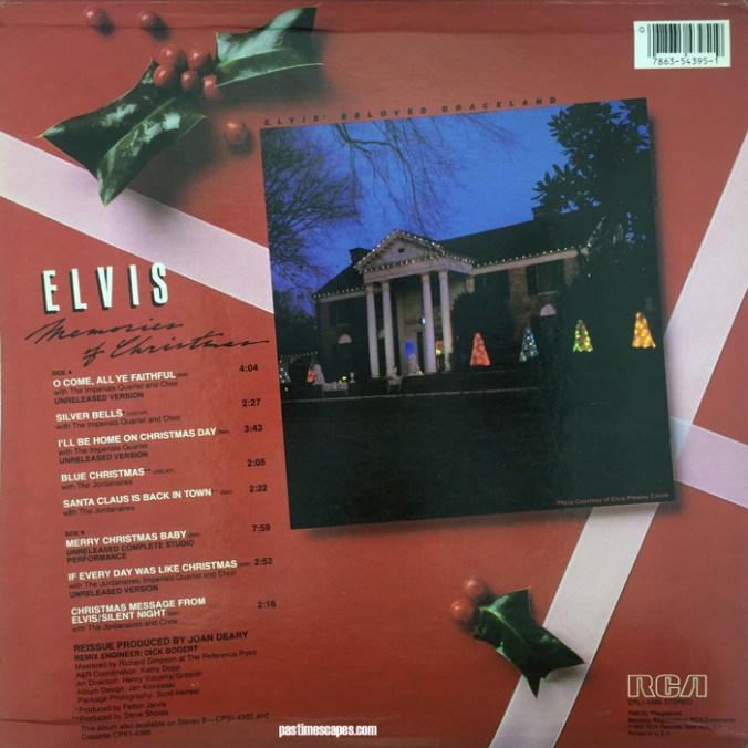 Back cover of MEMORIES OF CHRISTMAS (RCA, 1982) [Photo by the author]