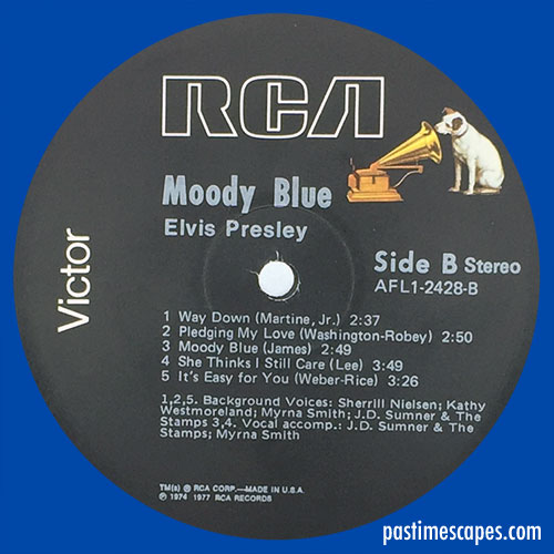 Side B of MOODY BLUE (RCA, 1977) [Photo by the author]