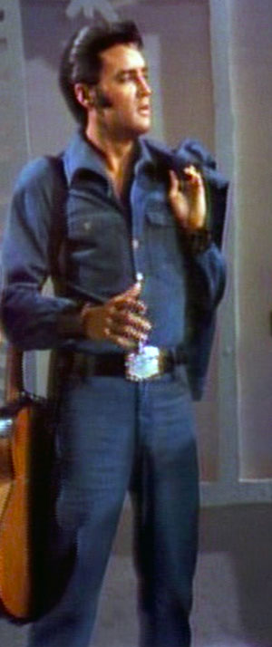 Elvis Presley in a production number taped for 1968's ELVIS television special (NBC)