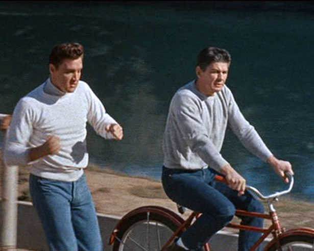 Galahad (Elvis Presley) trains with Lew (Charles Bronson) for the big fight in 1962's KID GALAHAD (United Artists)