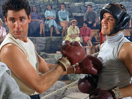 Joie (Michael Dante) spars with Galahad (Elvis Presley) in 1962's KID GALAHAD (United Artists)