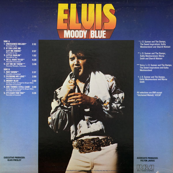 Back cover of MOODY BLUE (RCA, 1977; from TY's collection)