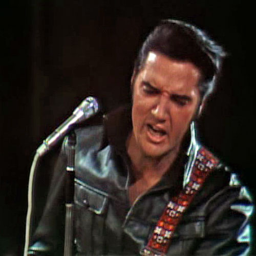 Elvis Presley performing in Burbank for the ELVIS television special on June 29, 1968 (NBC)
